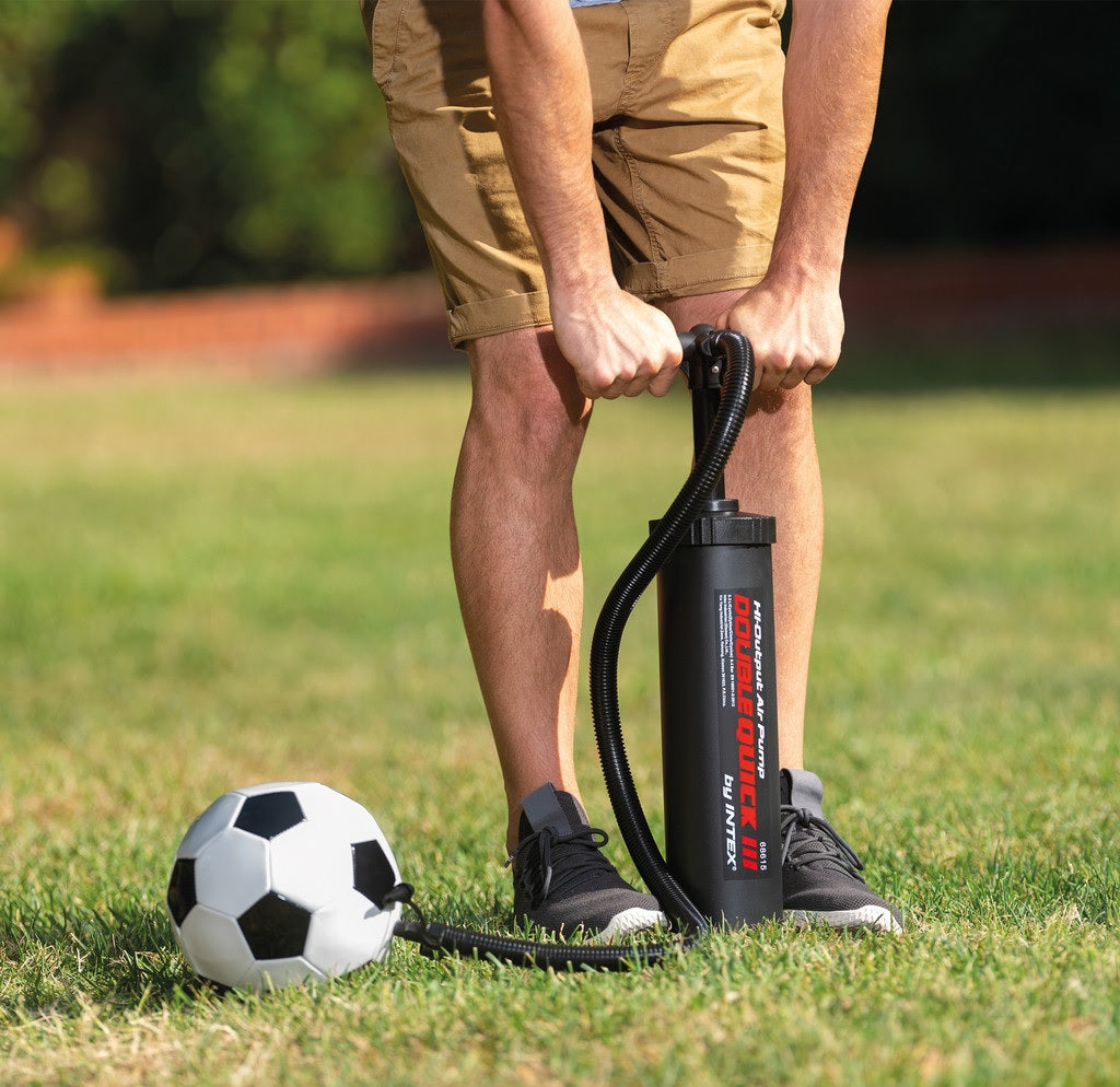 Hand pump to inflate beach balls, air mattresses, tires, etc.