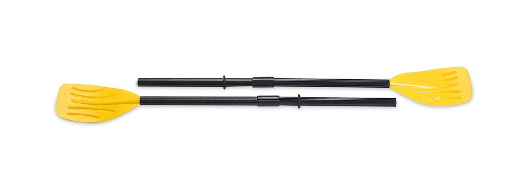 Yellow aluminum boat oars.