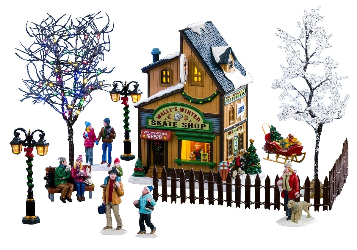 NEW 2026 Lemax Vail Village: Wally's Winter Skate Shop Set #66711