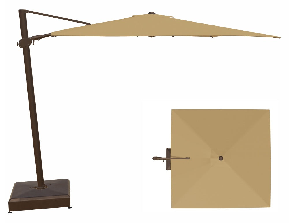 This image shows what the toffee colored umbrella looks like from the side and from the top.