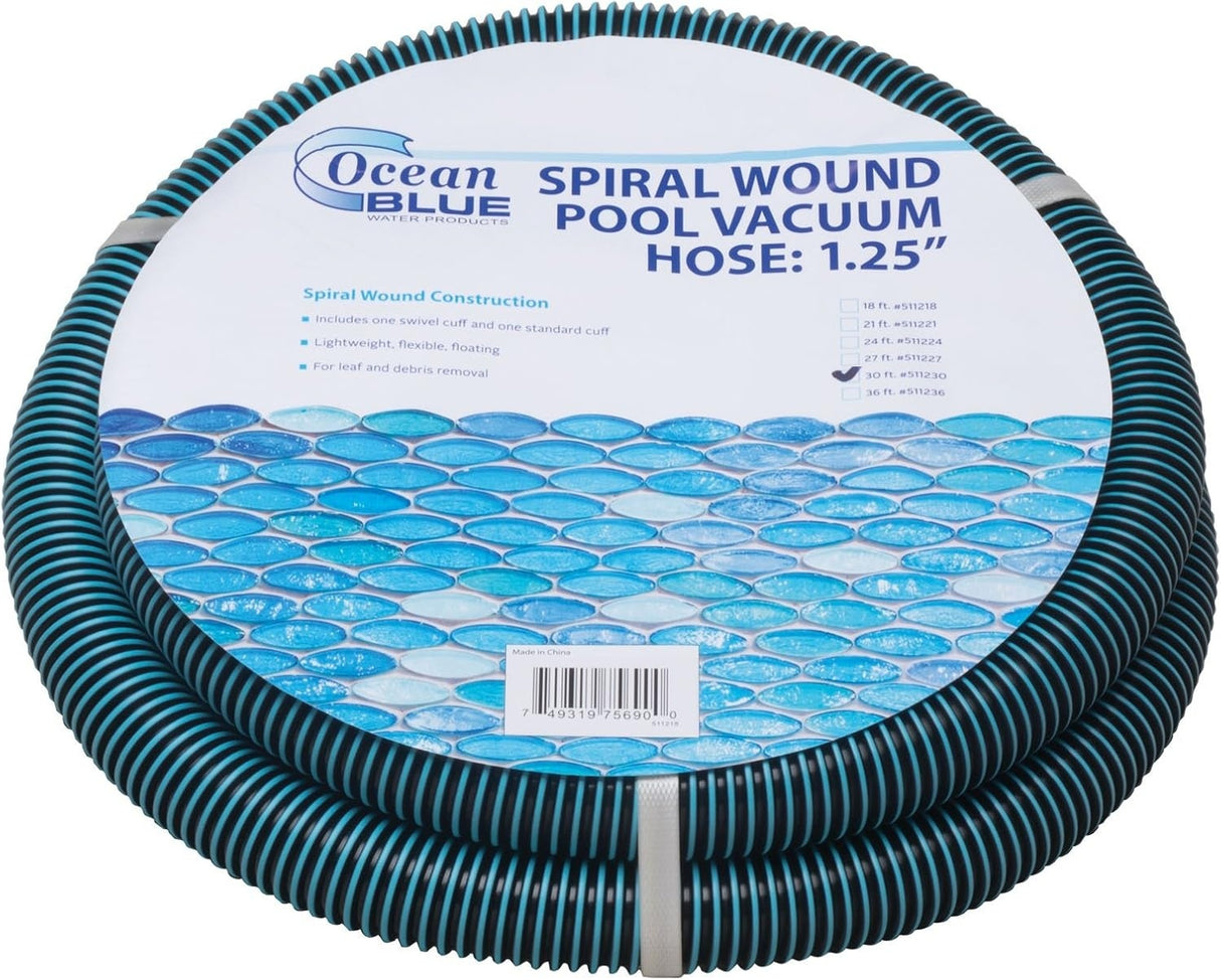 This image shows the 1.25 inch by 30 foot pool vacuum hose on a white background.