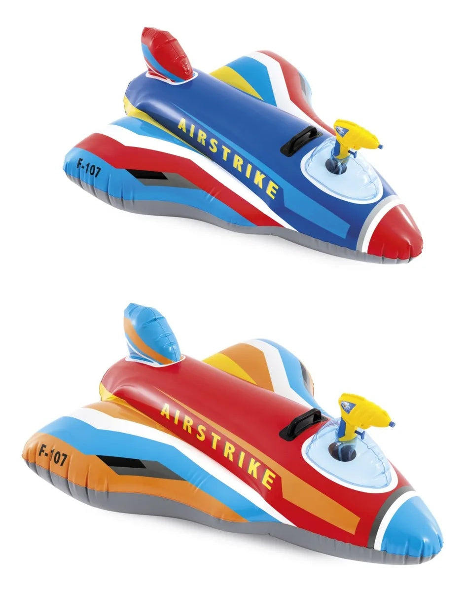 This image shows the two different jet fighter pool floats on a white background.