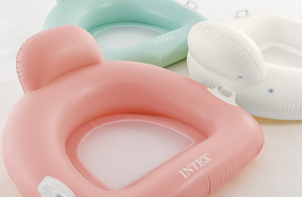 This image shows all three color options for this inflatable pool chair.