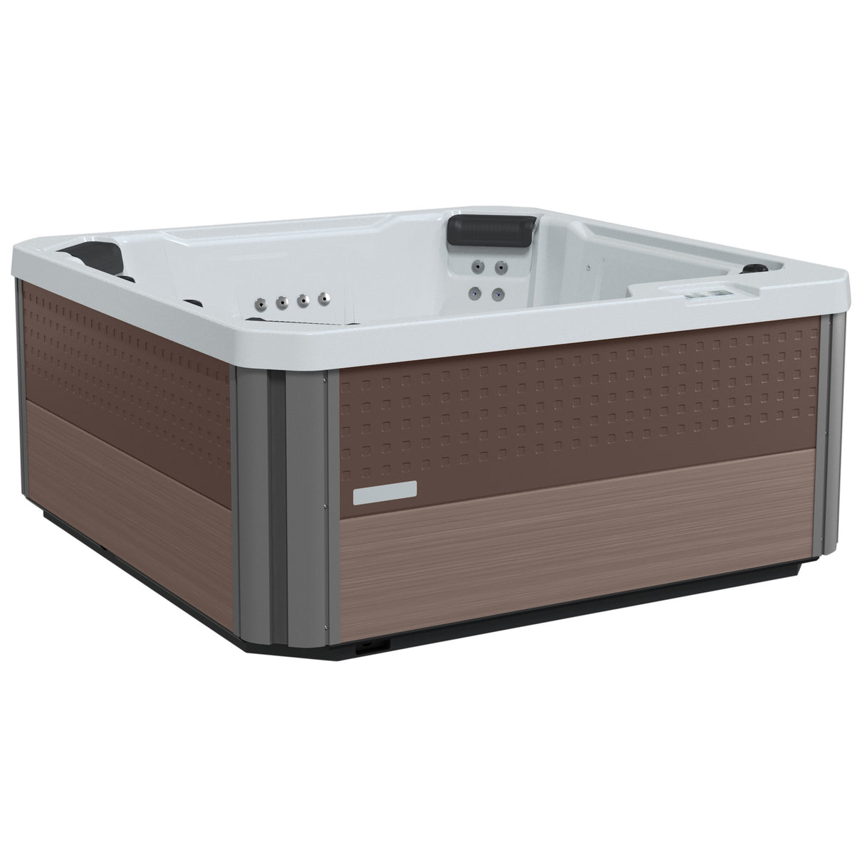 This is a picture of the hot tub from the side so you can see the shell colors: Dark Brown and Light Brown.