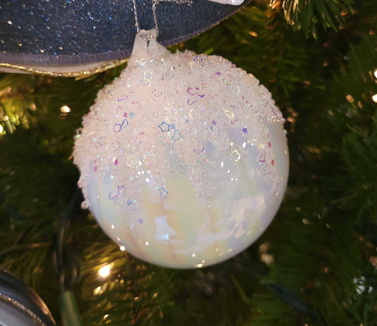 White Glitter Glass Ornament (Ball/Onion/Finial)
