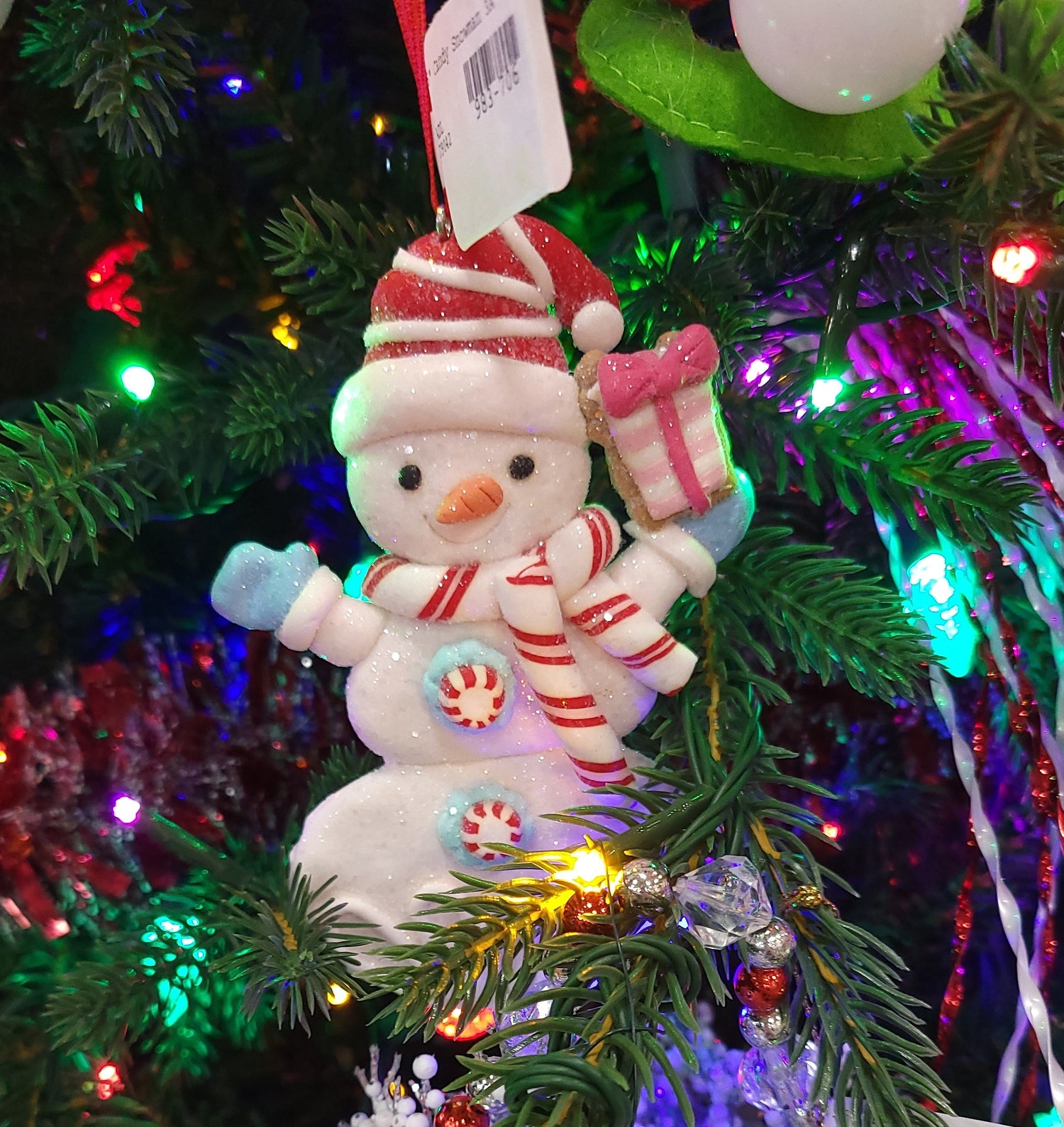 5" Peppermint Candy Snowman Ornament