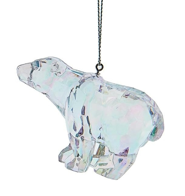This image shows the opalescent/clear colored bear ornament. This one is standing on all fours.