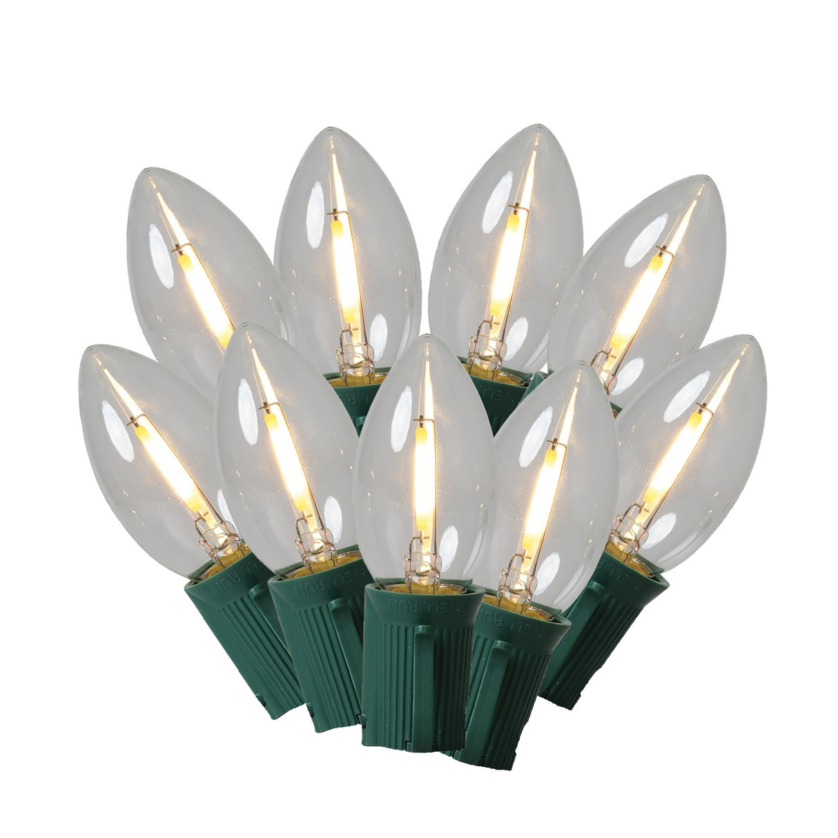 This image shows the transparent warm white lights on a white background.