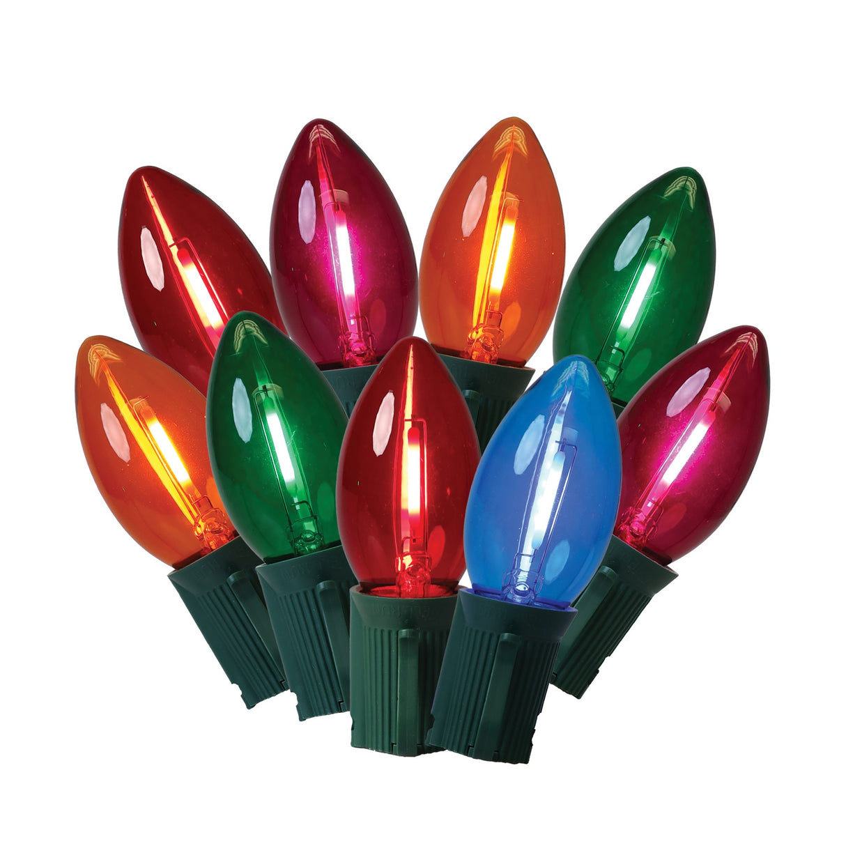 This image shows the transparent multi-colored lights on a white background.