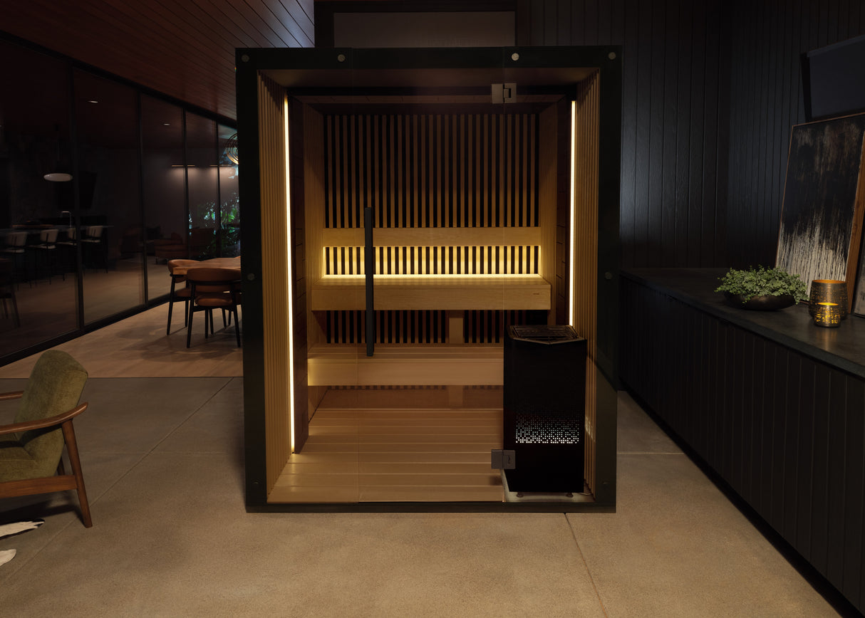 This image shows the sauna inside someone's kitchen.