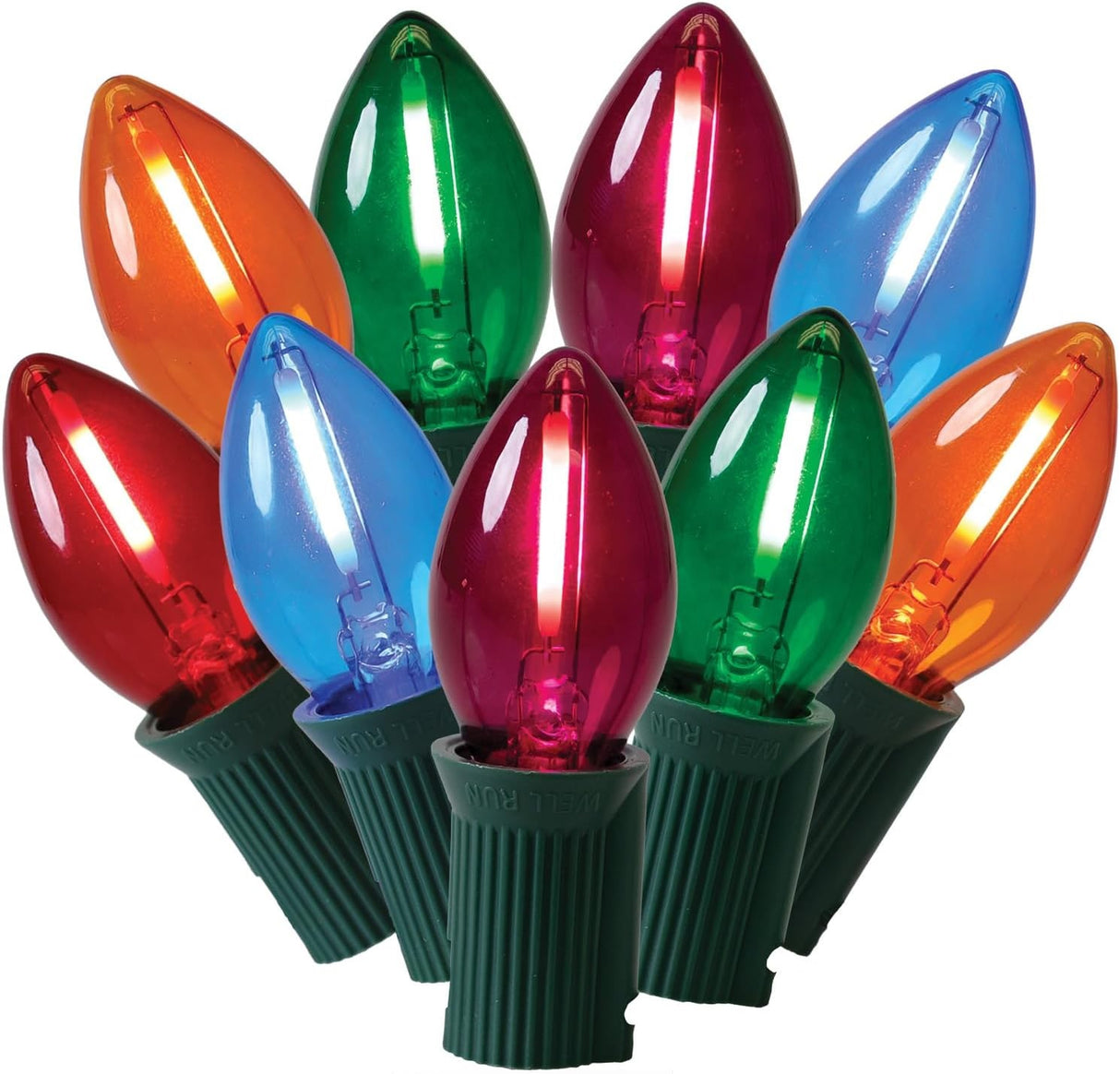 This image shows the C7 light bulbs in multi-colors.