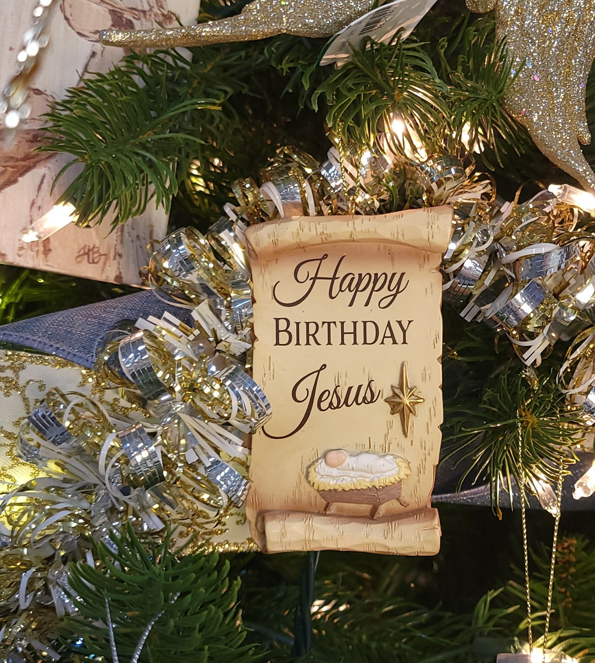 3.75" Religious Scroll Ornament