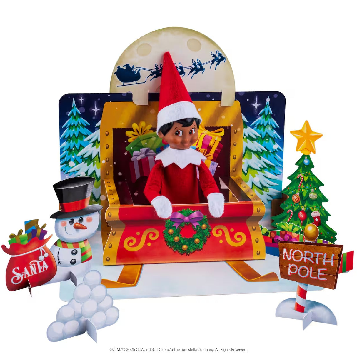 This image shows the Sleigh Ride pop up scene on a white background.