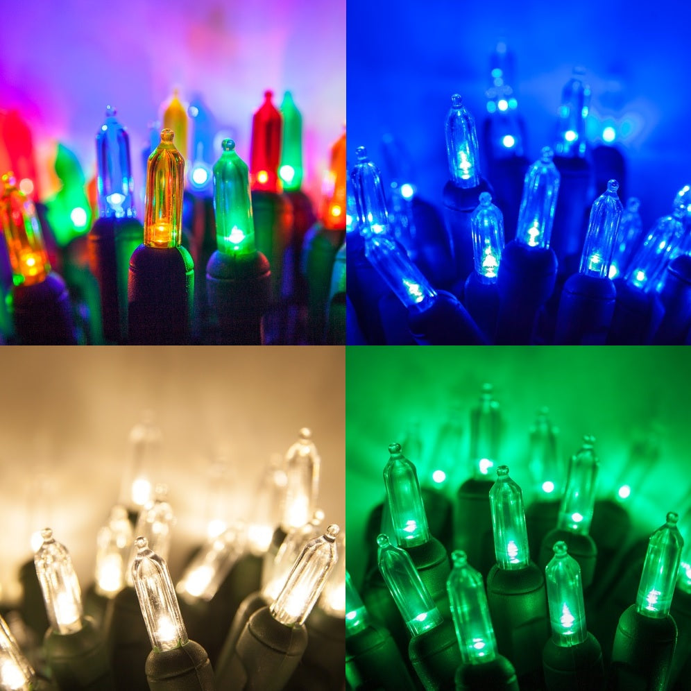 This is a compilation image showing four of the available options for this light string set.