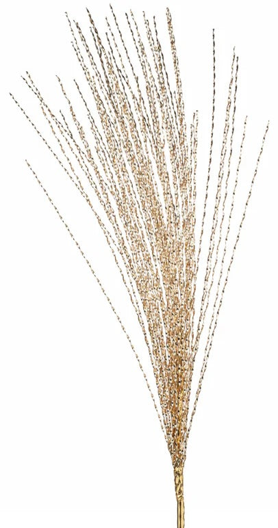 This is an image of a pick spray designed to look like twisted, metallic branches in a champagne gold color.