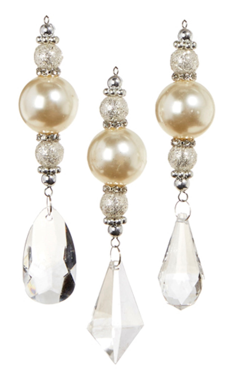 This image shows the three crystal pearl drop ornament options.