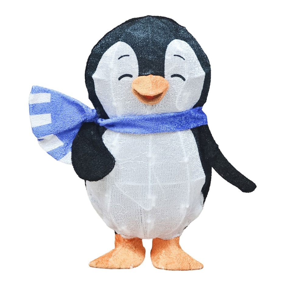 This image shows Waddles the penguin on a white background with the lights inside turned off.