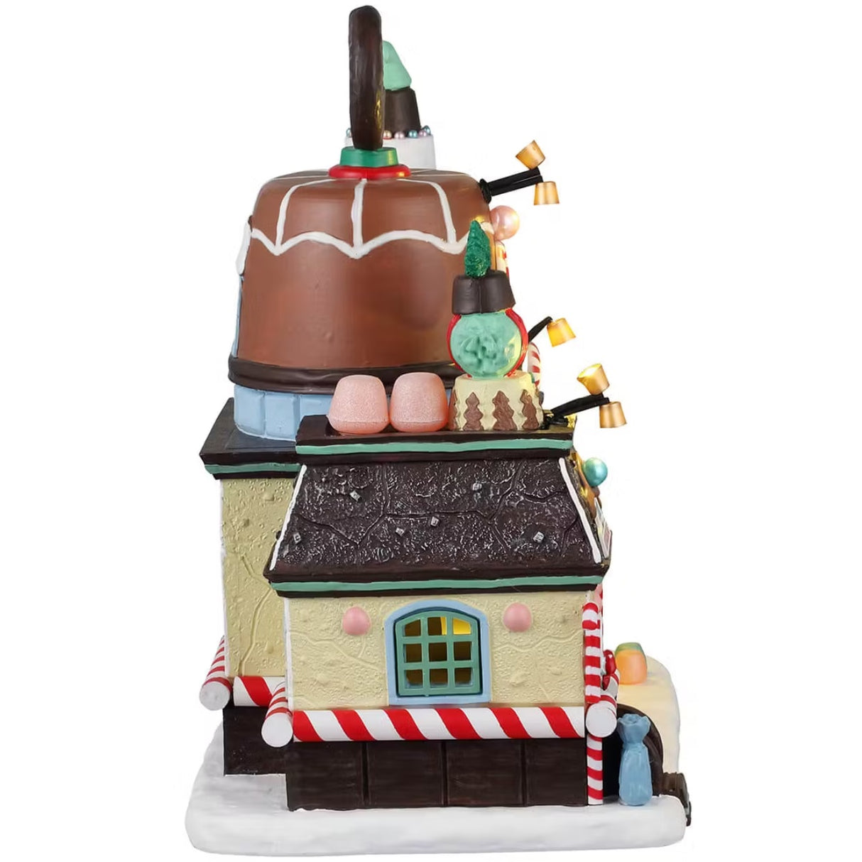 This is the other side of the building. There's frosting and chocolate and gum drops and sprinkles.