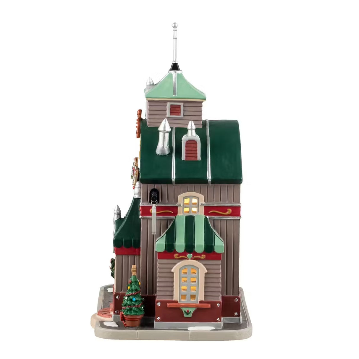 This is the side of the building. You can see lights coming through the windows.