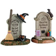 This is a set of 2 Lemax Spooky Town accessories designed to look like two tombstones.