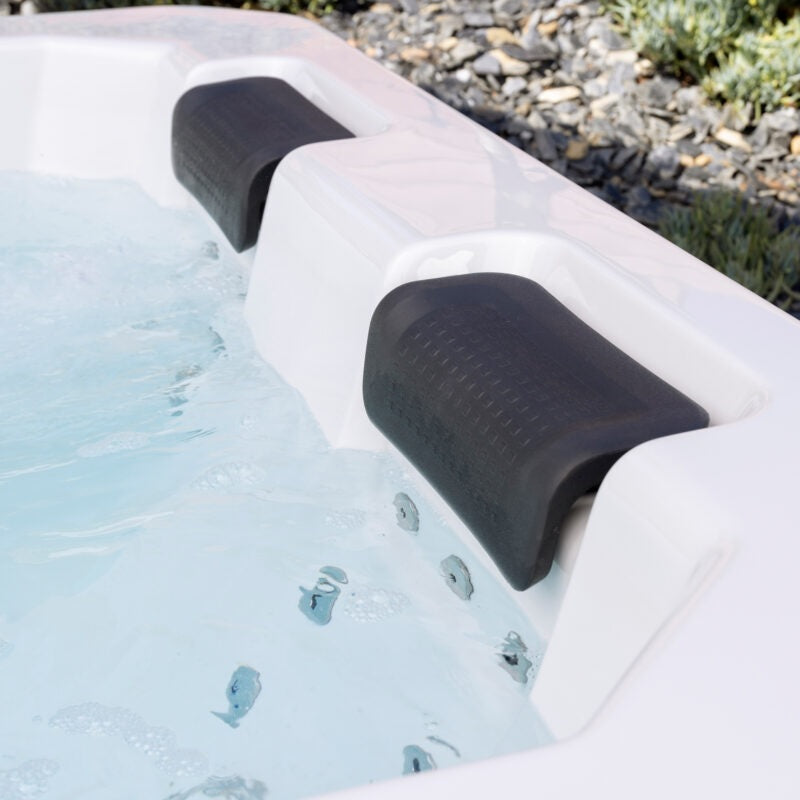 This is an up close view of the headrests in the hot tub.