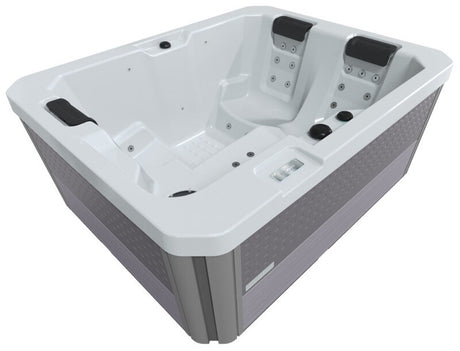 A three person hot tub featuring 32 jets.