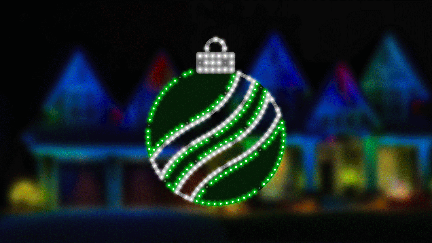 This animated image shows the Green and Pure White twinkling LED ornament decoration.