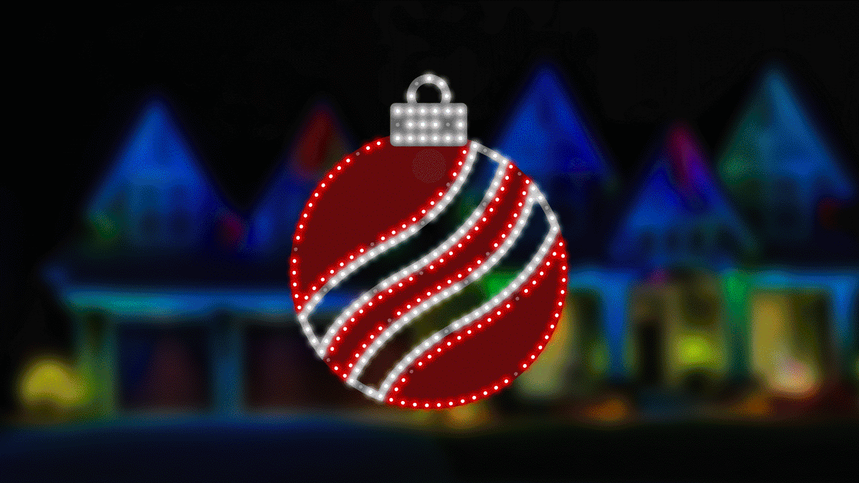 This animated image shows the Red and Pure White twinkling LED ornament decoration.