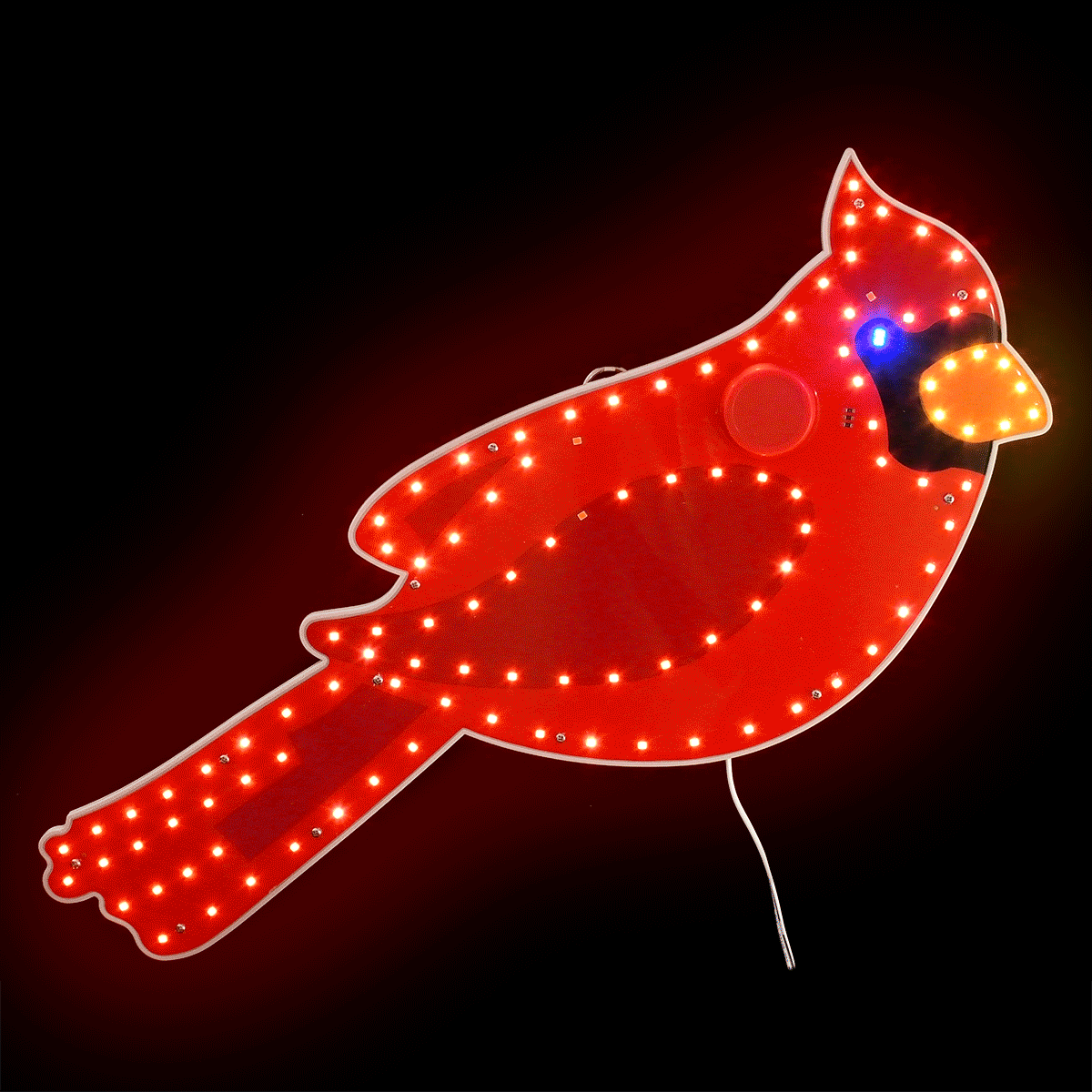This moving image shows the lights blinking and the eye blinking.