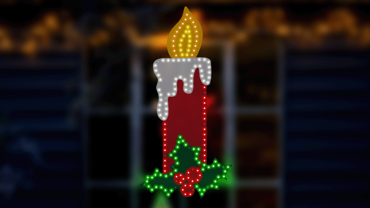 This moving image shows how all of the lights twinkle on this candle decoration.