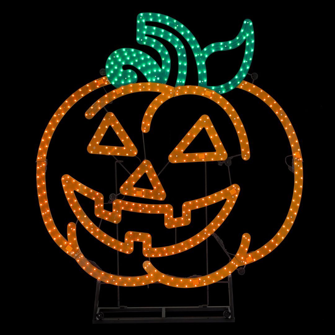 This image shows the LED pumpkin decoration on a black background.