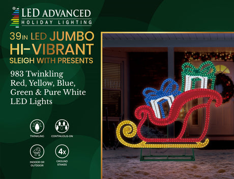 Hi-Vibrant LED Sleigh with Presents Christmas Decoration