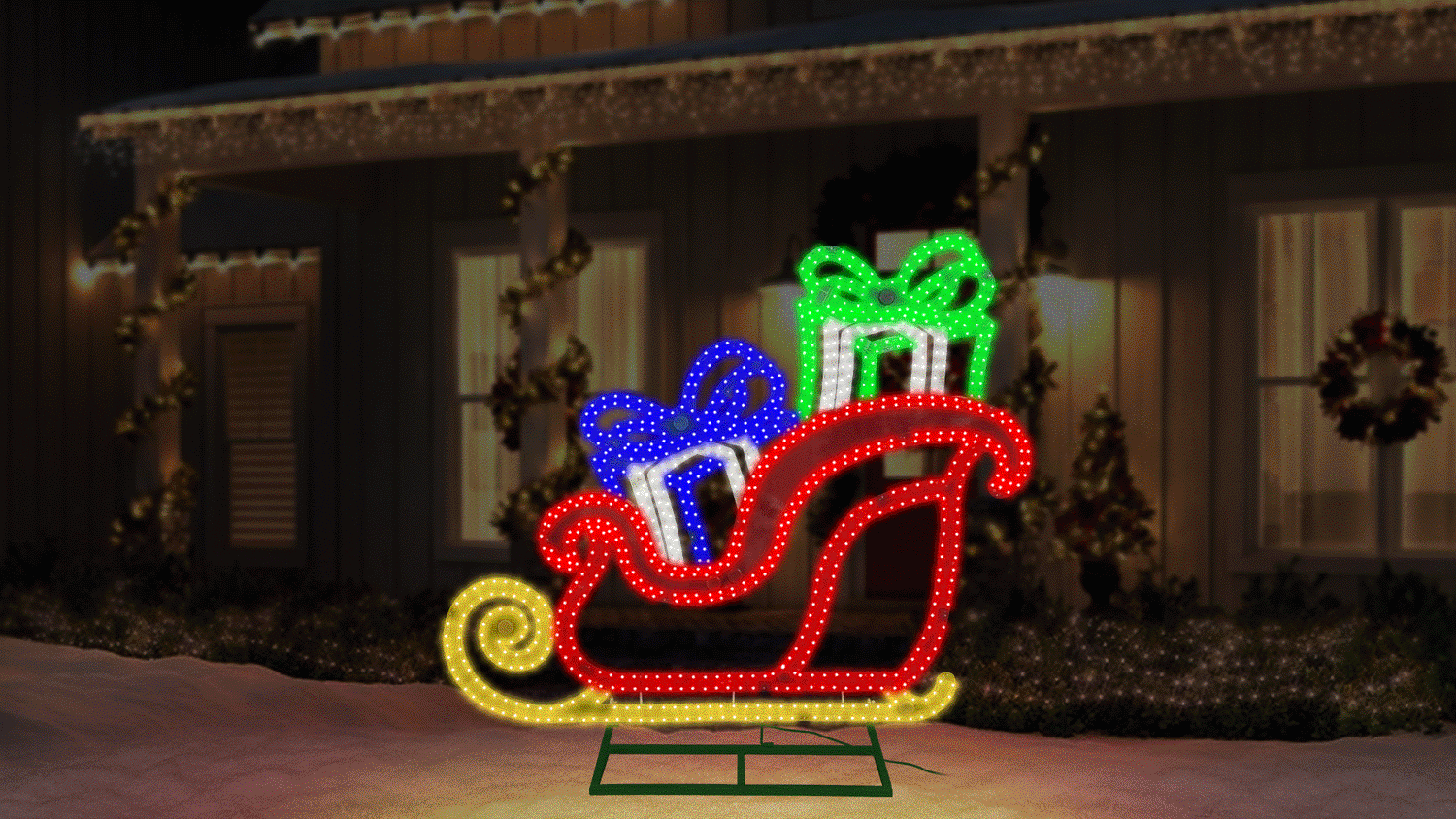 Hi-Vibrant LED Sleigh with Presents Christmas Decoration