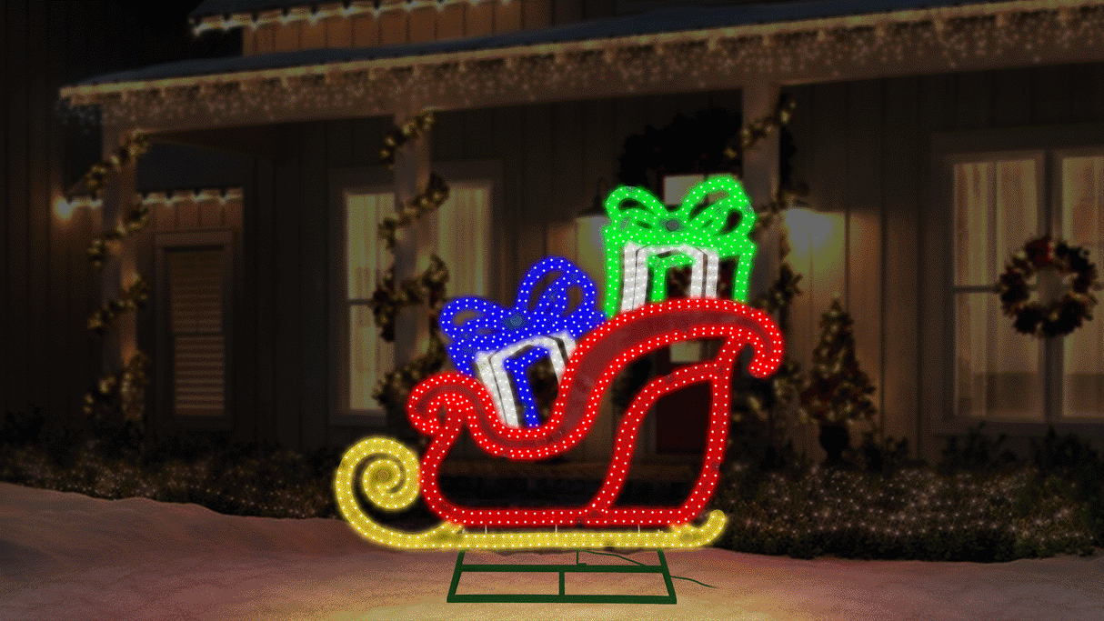 Hi-Vibrant LED Sleigh & Reindeer Combo