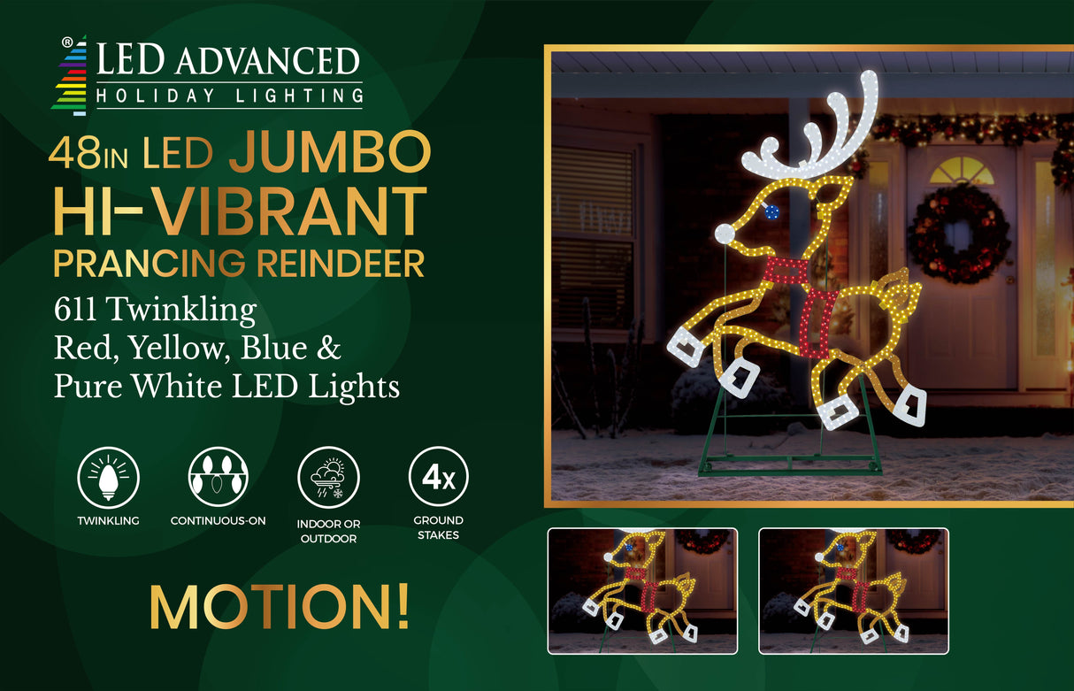 Hi-Vibrant LED Prancing Reindeer Christmas Decoration