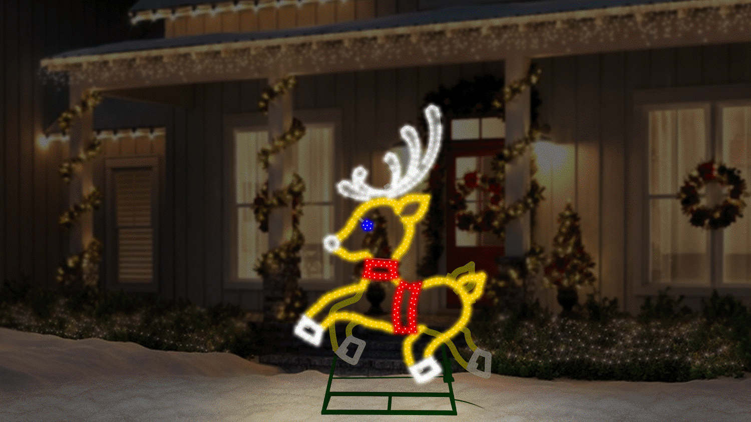 Hi-Vibrant LED Prancing Reindeer Christmas Decoration