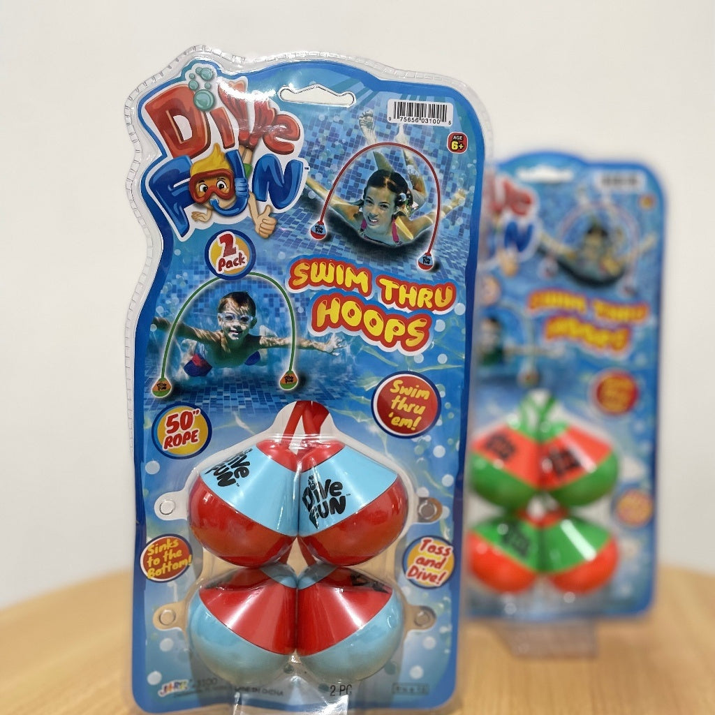 This image shows two different color options available for these swim thru hoops.