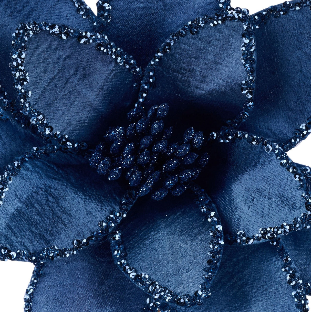 This is an up close view of the beads in the center and lining the edges of the petals.