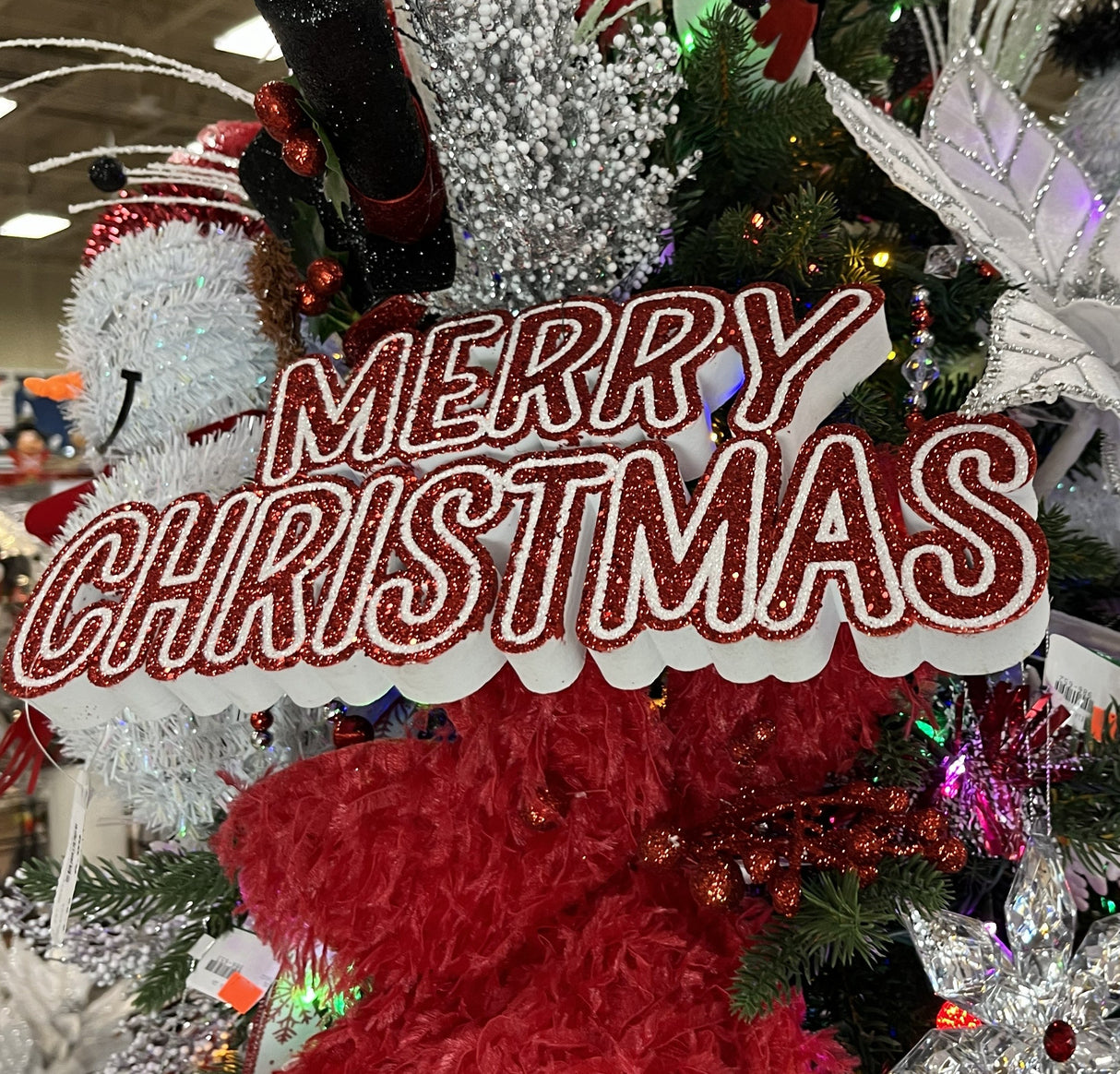 12.25" Red & White Merry Christmas Shelf Sitter