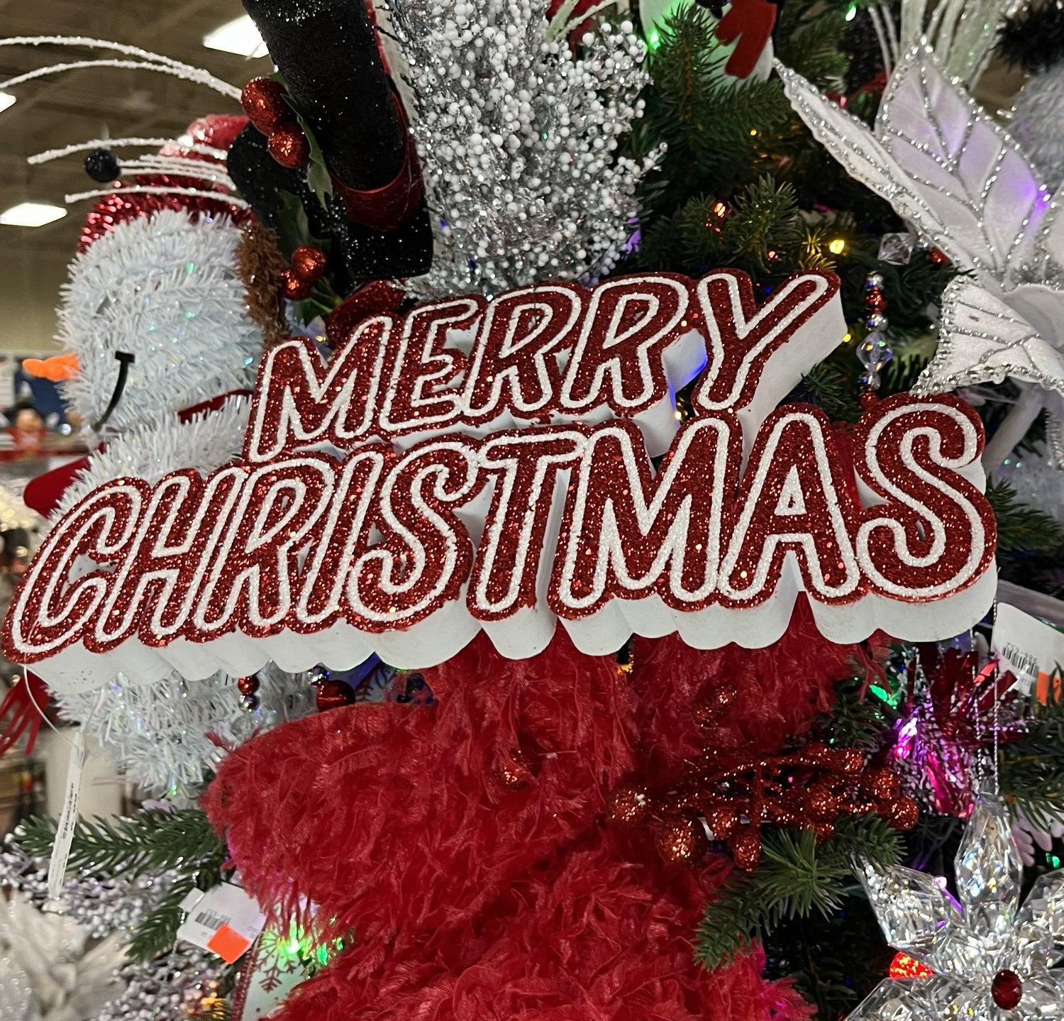 12.25" Red & White Merry Christmas Shelf Sitter