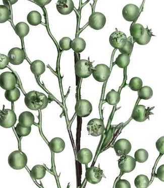 Up close view of the metallic lime berries on this spray.