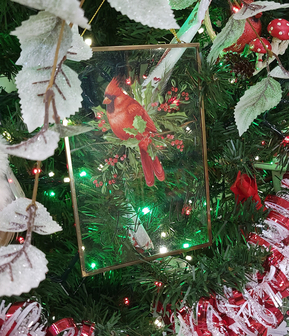 Glass Christmas Cardinal Ornament