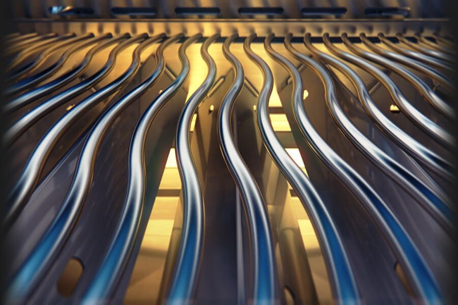 This is an up close view of the unique cooking grill grates.