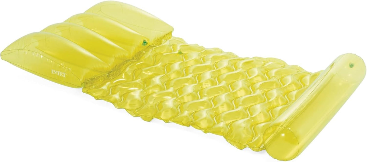This image shows the lime green transparent pool float.