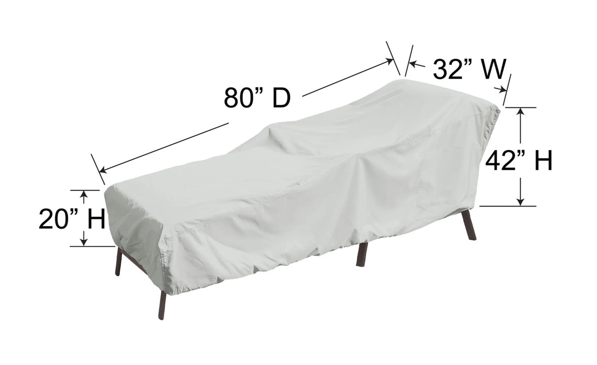 This image shows the dimensions of this particular outdoor furniture cover. It measures 80 inches in diameter. It measures 32 inches wide and 42 inches tall. The front of the cover measures 20 inches tall.