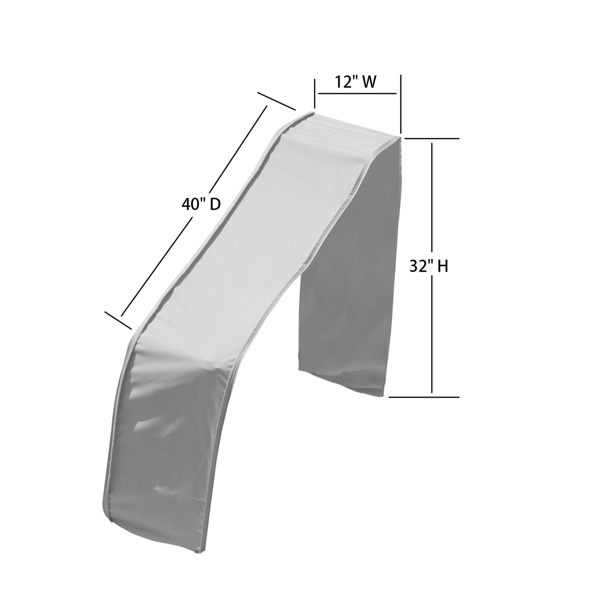 This image shows the dimensions of this particular outdoor furniture cover. It measures 40 inches in diameter. It measures 12 inches wide and 32 inches tall.