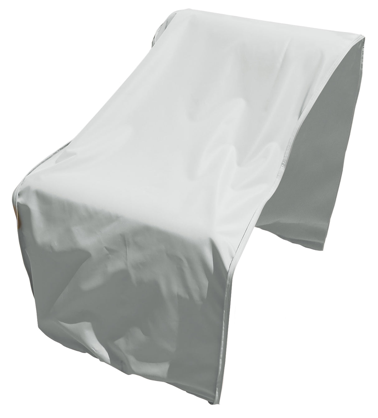 Protective outdoor furniture cover. The color is light gray. It fits an armless Middle Sectional.