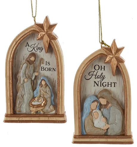 This image shows the two nativity scene ornament options.