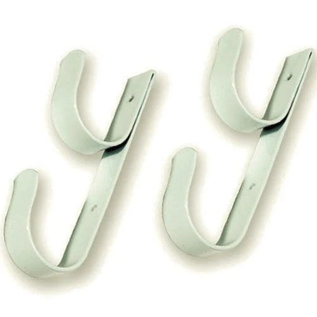 Aluminum hooks for your telescopic poles or vacuum hoses, etc. You screw them into the fence.
