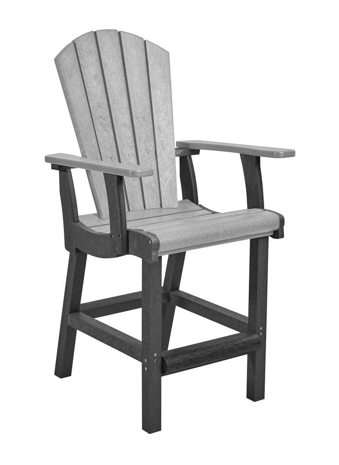 A two-tone light gray and dark gray armchair